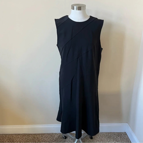 New! Theory Diagonal Drape Dress black precision ponte nwt 17763 - Picture 2 of 9